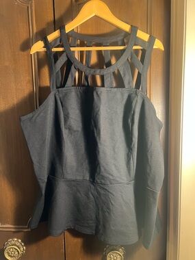 Lane Bryant Black Strappy Peplum Women's Top